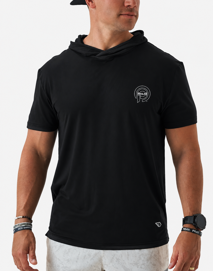 Short Sleeve Performance Hoodie - Black