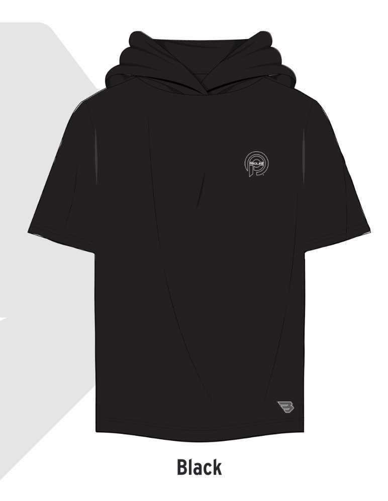 Short Sleeve Performance Hoodie - Black
